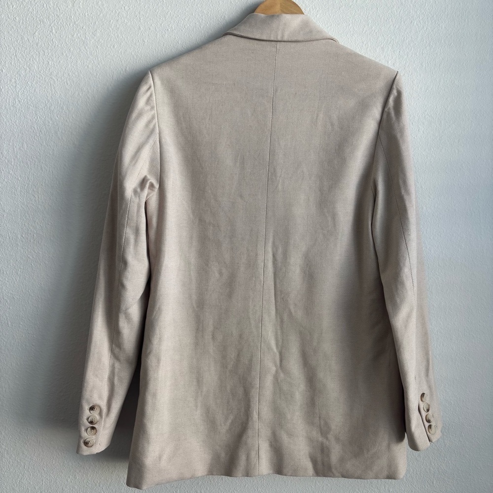 WeWoreWhat Tweed Relaxed Single Breasted Oversized Blazer Jacket Beige Small - Picture 8 of 13